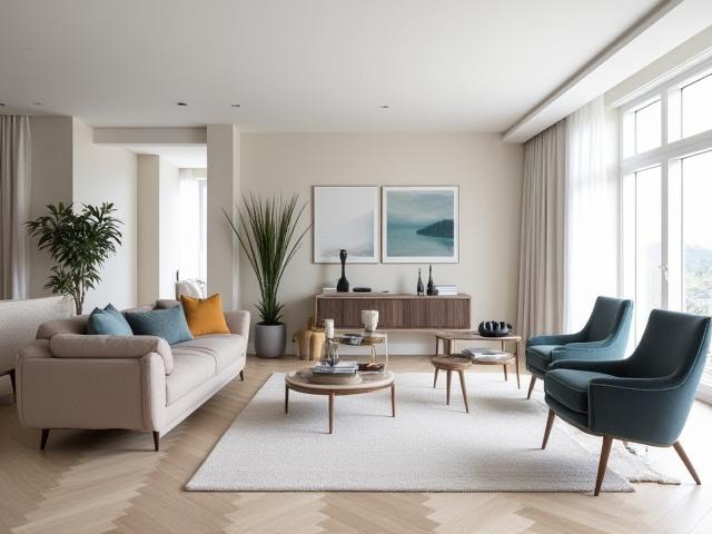 Stilfull leilighet i Frogner, Oslo med moderne møbler og lyse farger.